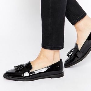 Asos New Look Pointy Patent Tassel Loafers